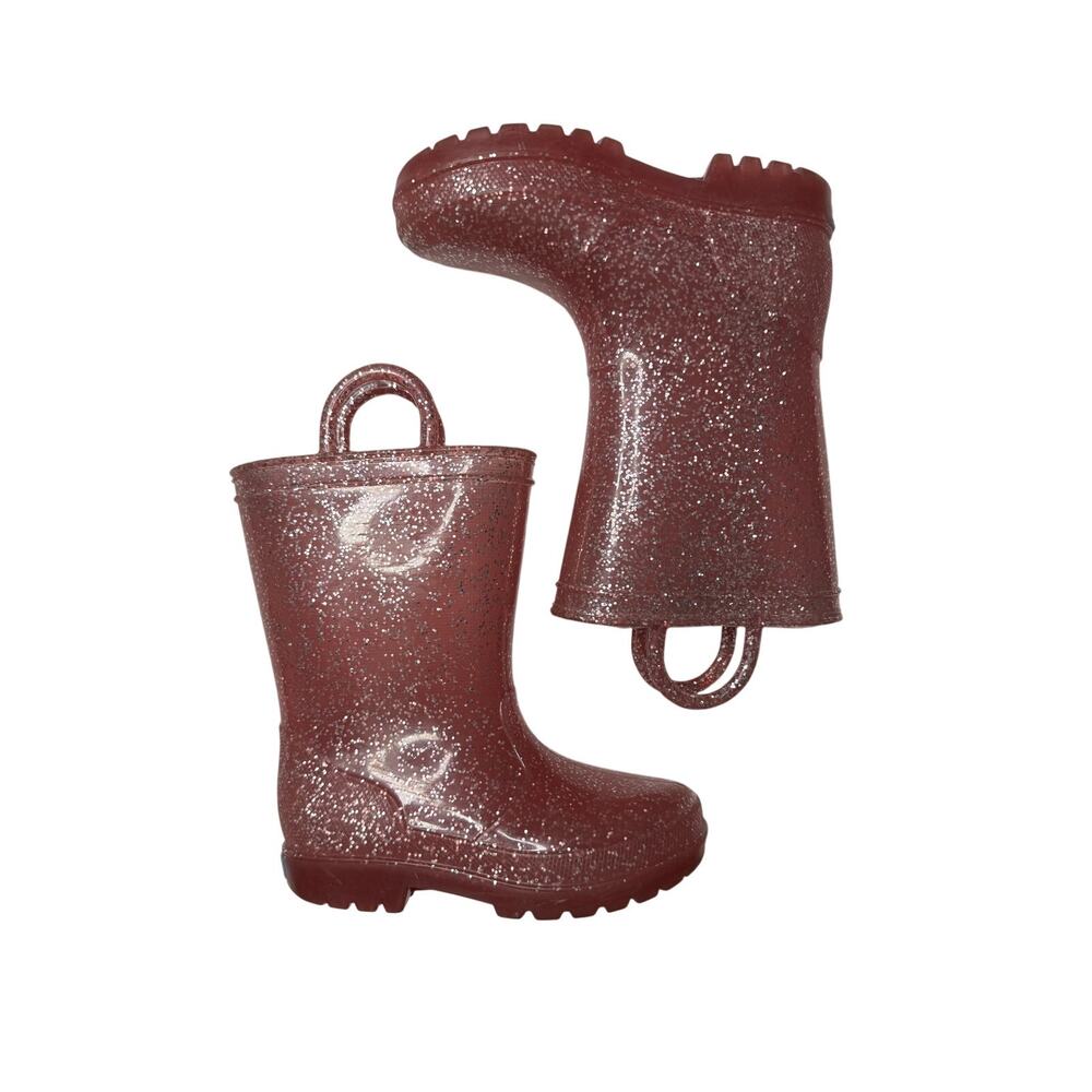 Zoogs Pink Silver Glitter Rain Boots - Girls Size 10 - Sparkly